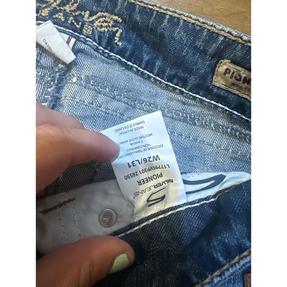 Women's Silver Pioneer Boot Cut 90's Jeans Size 26 NWT Thick Stitch Flap Pocket - Picture 12 of 14